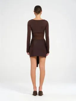 Benni Juni Mini Dress in Chocolate Brown Size 14 for rent on The Volte - image 3