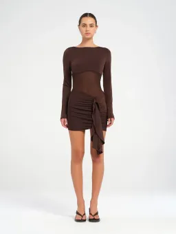 Benni Juni Mini Dress in Chocolate Brown Size 14 for rent on The Volte - image 1