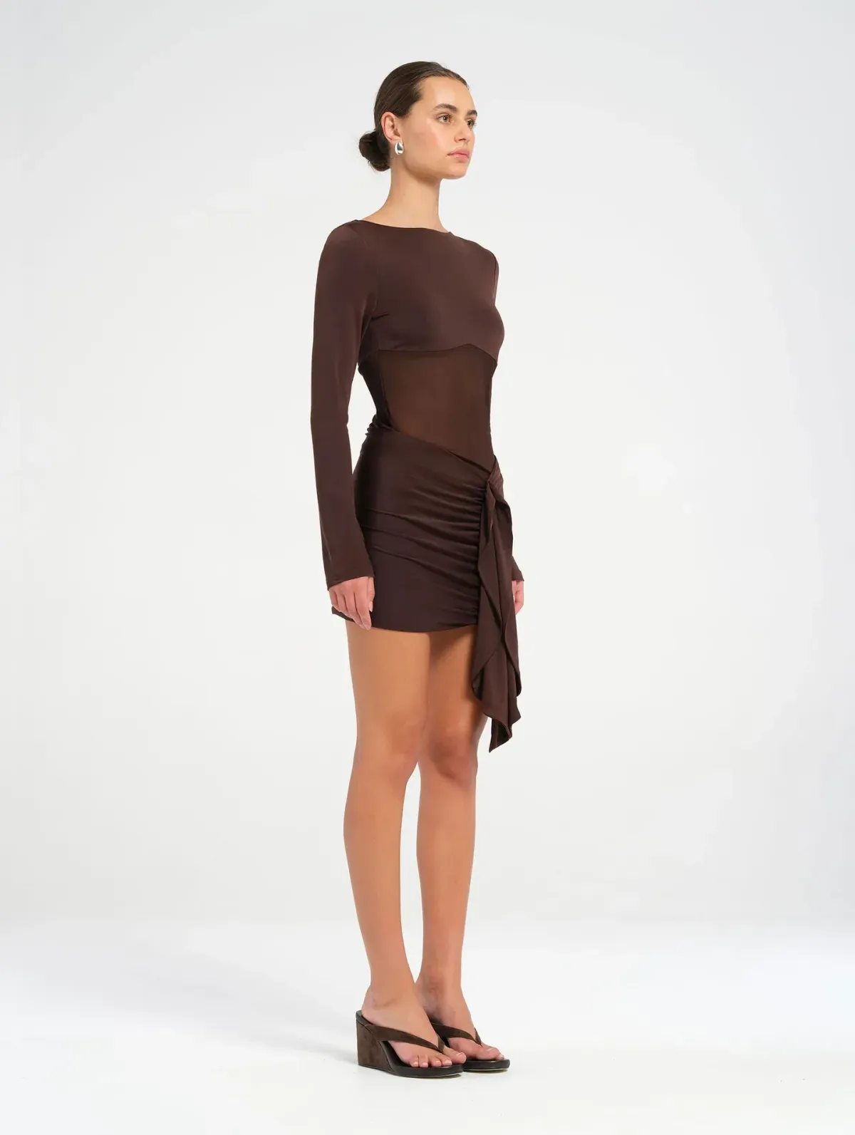 Benni Juni Mini Dress in Chocolate Brown Size 14 - Image 2