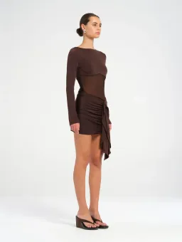 Benni Juni Mini Dress in Chocolate Brown Size 14 for rent on The Volte - image 2