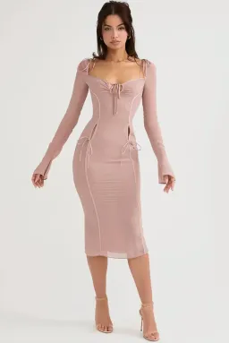 House of CB Ophelia Cutout Midi Dress Blush Size S / AU 8 for rent on The Volte - image 1