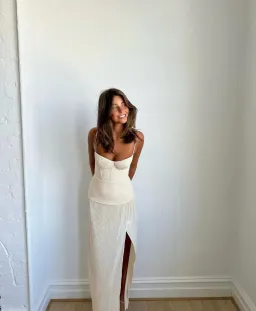 MANNING CARTELL DOUBLE TIME PLEAT STRAPLESS MAXI DRESS in WHITE AU 8 | Engagement party, Bridesmaid Dress  for rent on The Volte - image 2