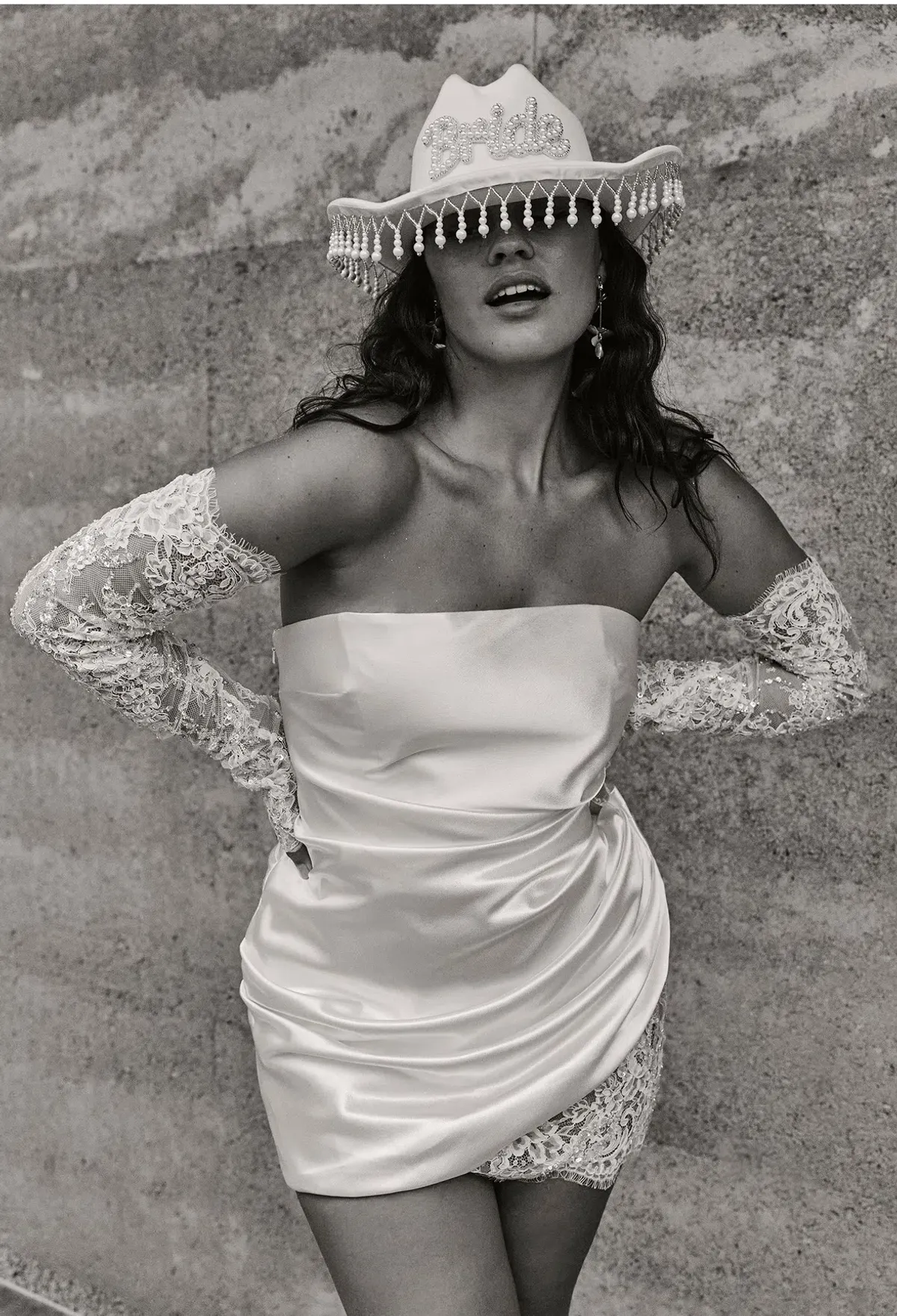 GRACE LOVES LACE SATEEN STRAPLESS MINI WEDDING DRESS IN L (FITS AU 12-14 ) | RECEPTION, HEN'S & BACHELORETTE PARTY DRESS - Image 3