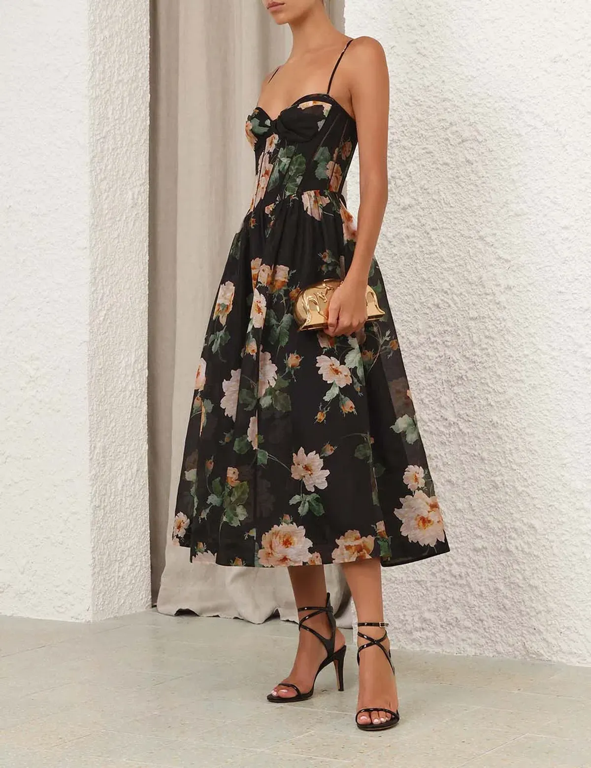 Zimmermann Luna Corset Midi Dress Black Rose Size 0 / AU 8 - Image 8