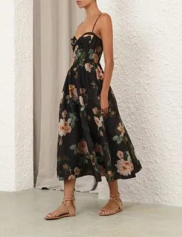 Zimmermann Luna Corset Midi Dress Black Rose Size 0 / AU 8 for rent on The Volte - image 4