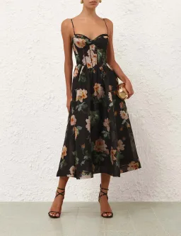 Zimmermann Luna Corset Midi Dress Black Rose Size 0 / AU 8 for rent on The Volte - image 7