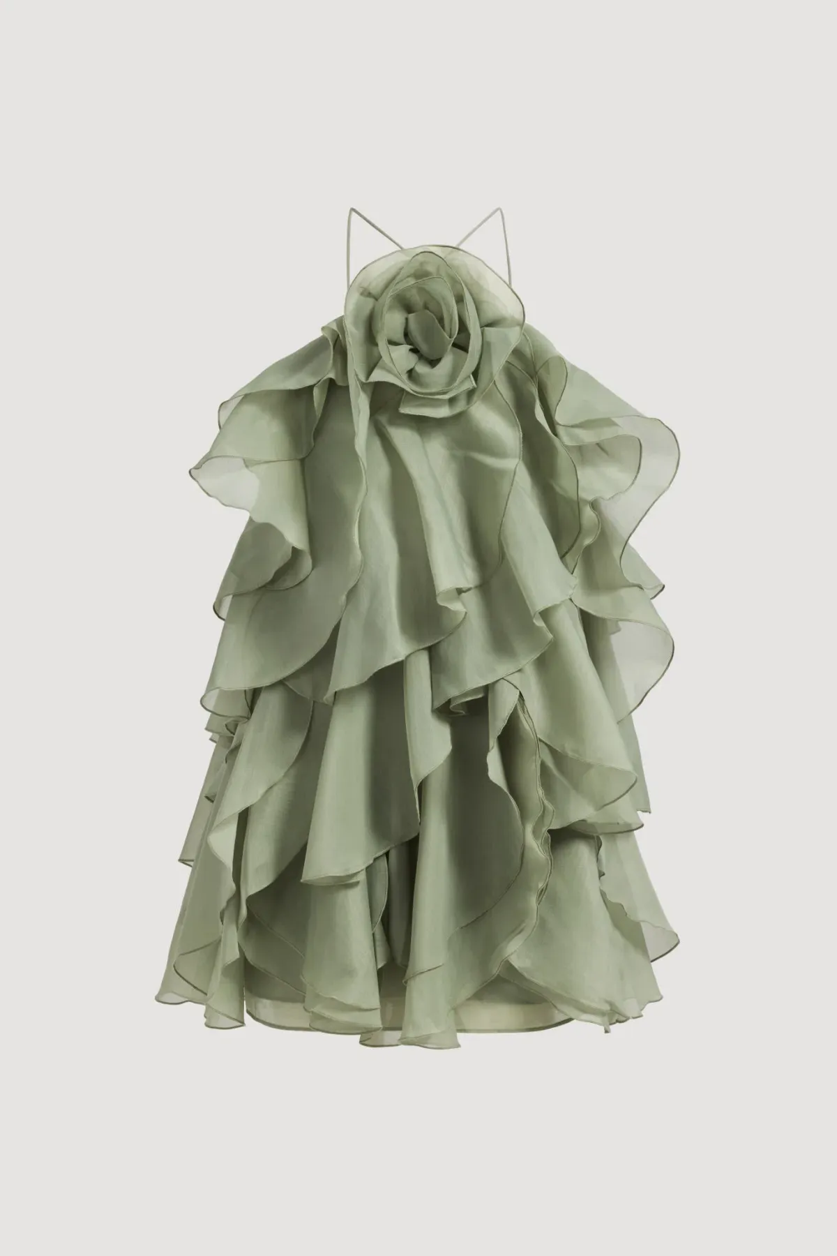Aje Pandorea Layered Mini Dress in Moss Green Size 6 - Image 4