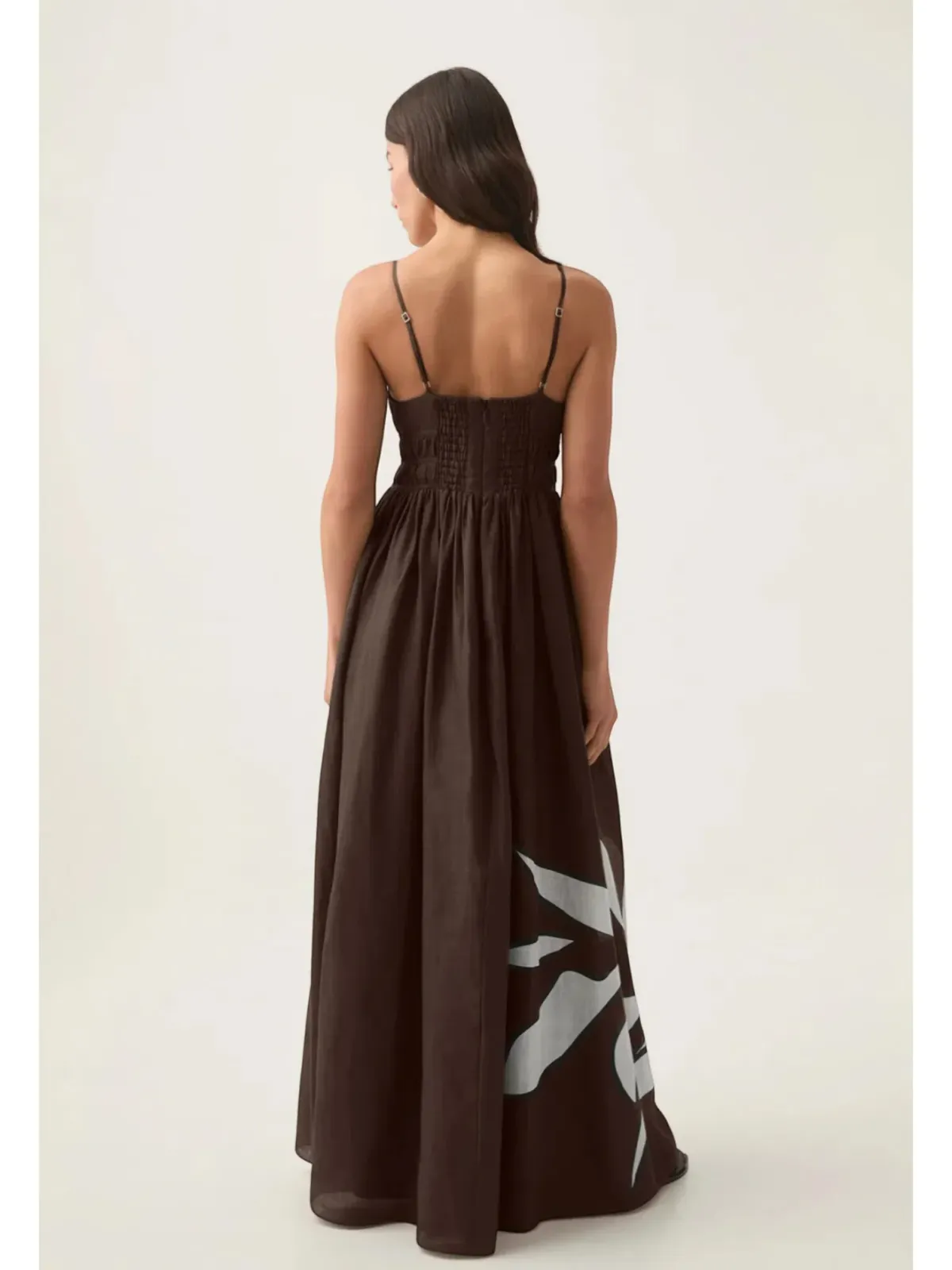 Aje Planetary Maxi Dress Size AU 16 Brown Carob Abstract Print Strappy Gown - Image 2