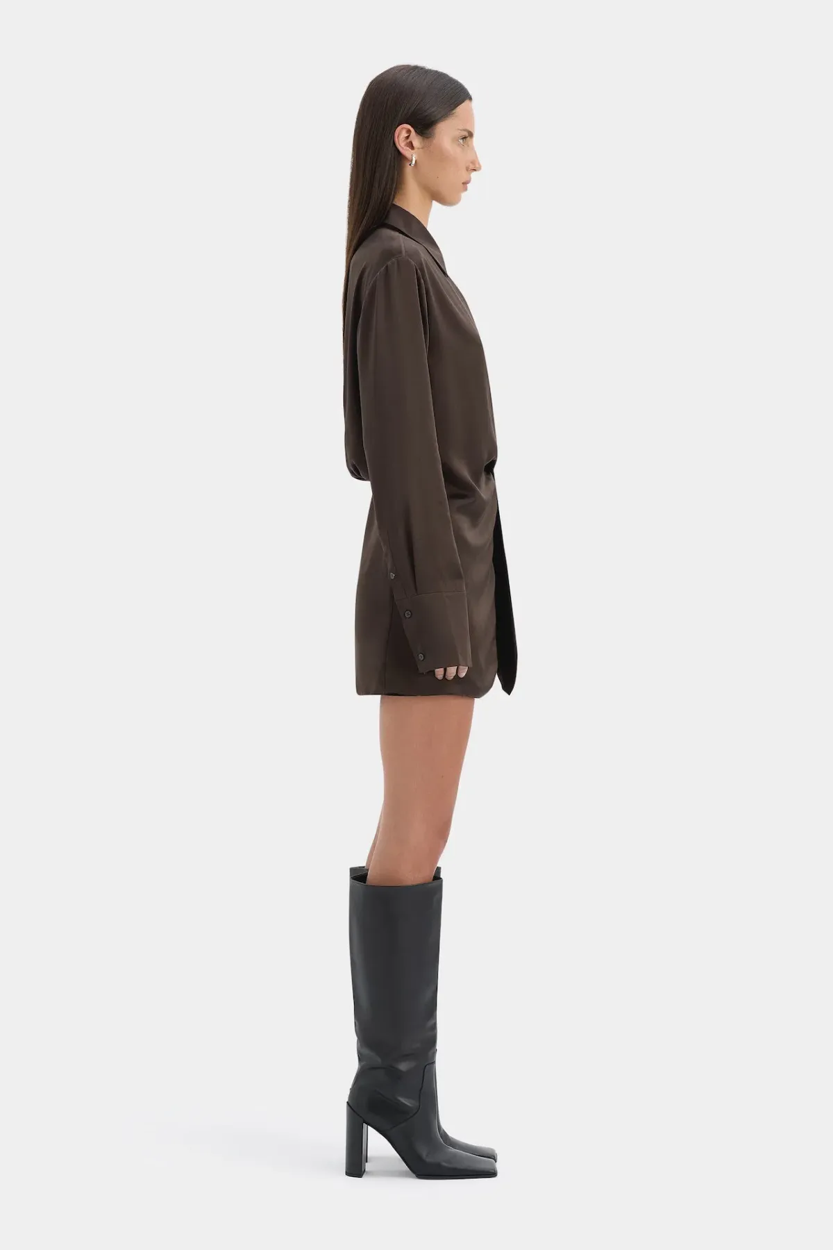 Sir the Label Sorrento Shirt Dress in Bitter Chocolate Size 1 / AU 8 - Image 2