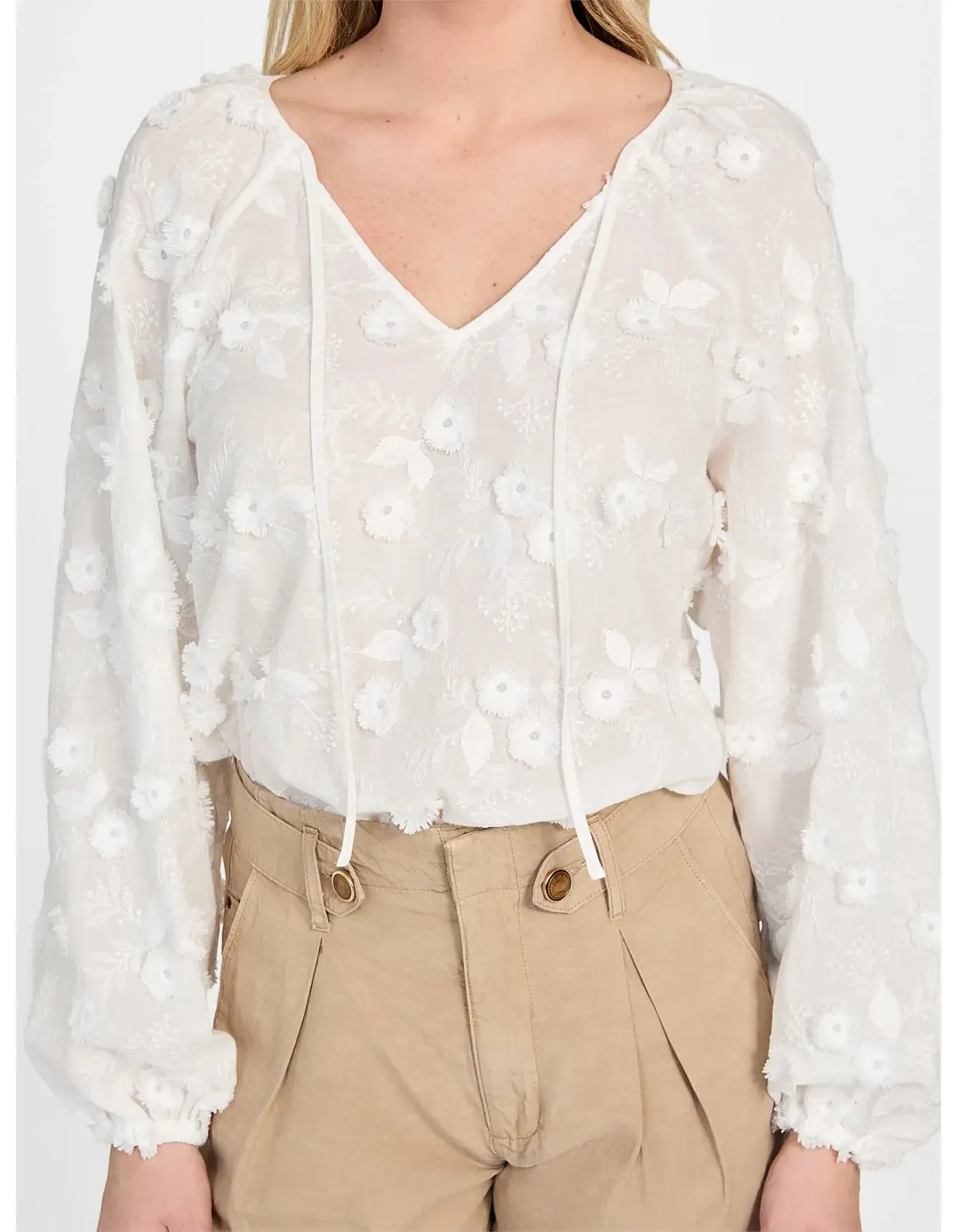 Guess Long Sleeve Pelari Top White Size 12 - Image 4