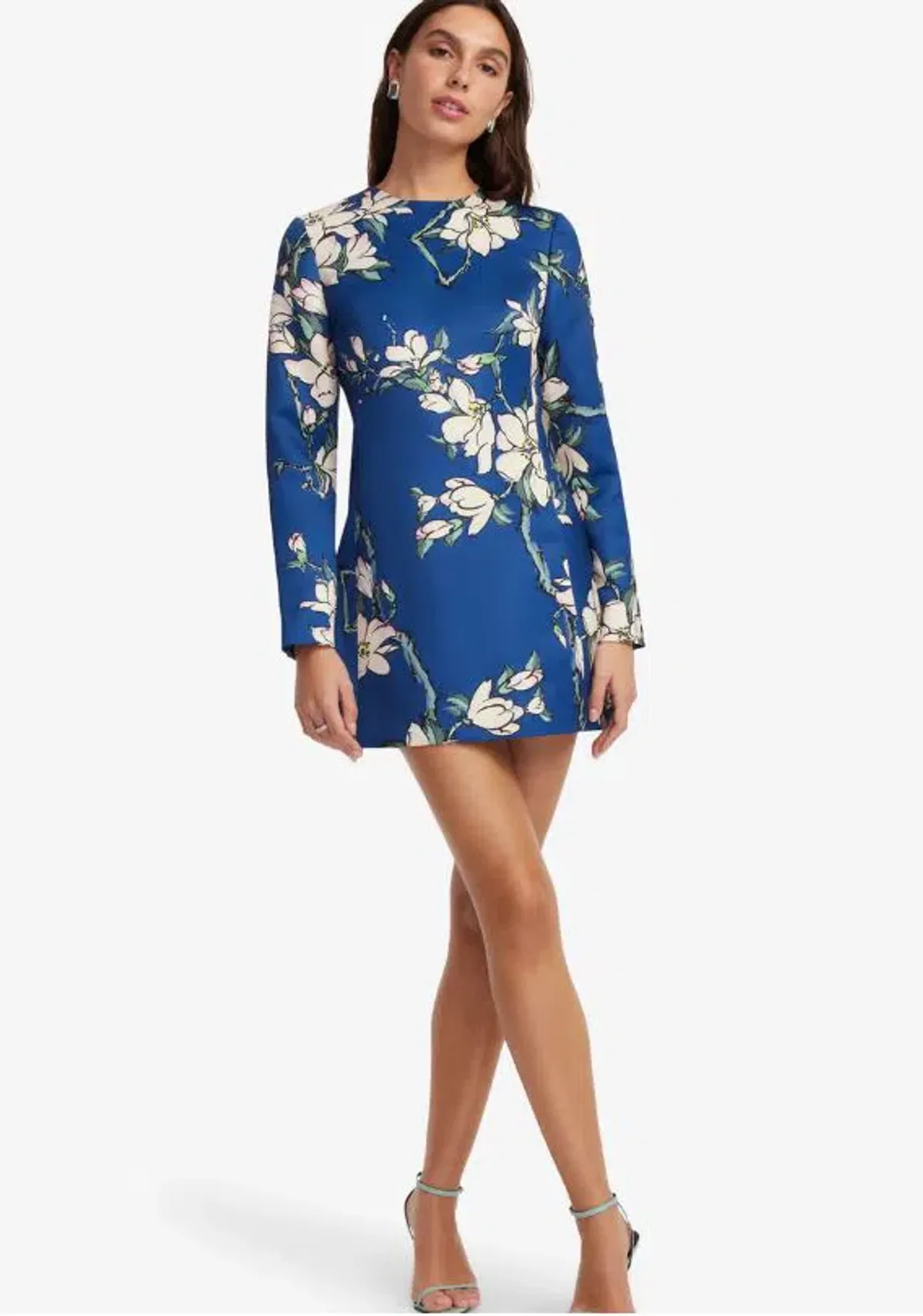 Leo Lin Aliza Long Sleeve Petal Mini Dress in Midnight Magnolia Print Size 8 - Image 2