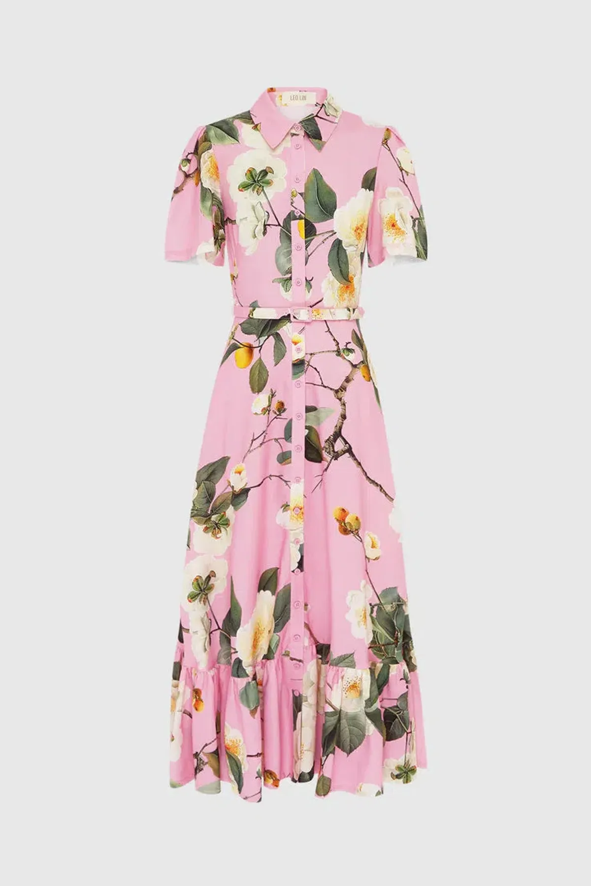 Leo Lin Becca Short Sleeve Midi Dress - Camelia Print - Image 3