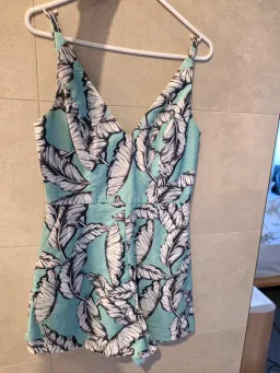 Kookai teal leaf playsuit size 36 for rent on The Volte - image 1