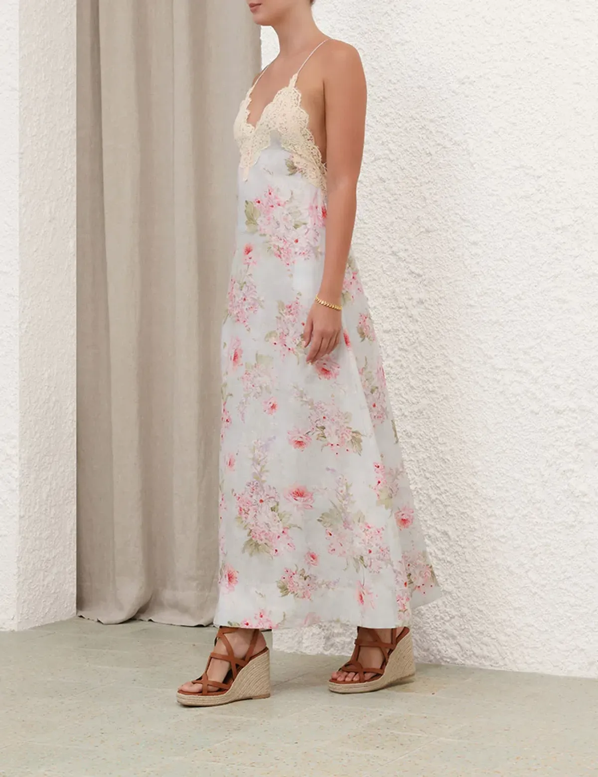 ZIMMERMANN HALLIDAY A-LINE MAXI DRESS IN BLUE WATERCOLOUR FLORAL - Image 4
