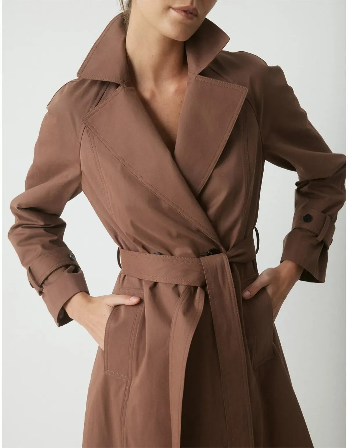 Perri Cutten Lotte Trench Coat Brown Size 10 - Image 2