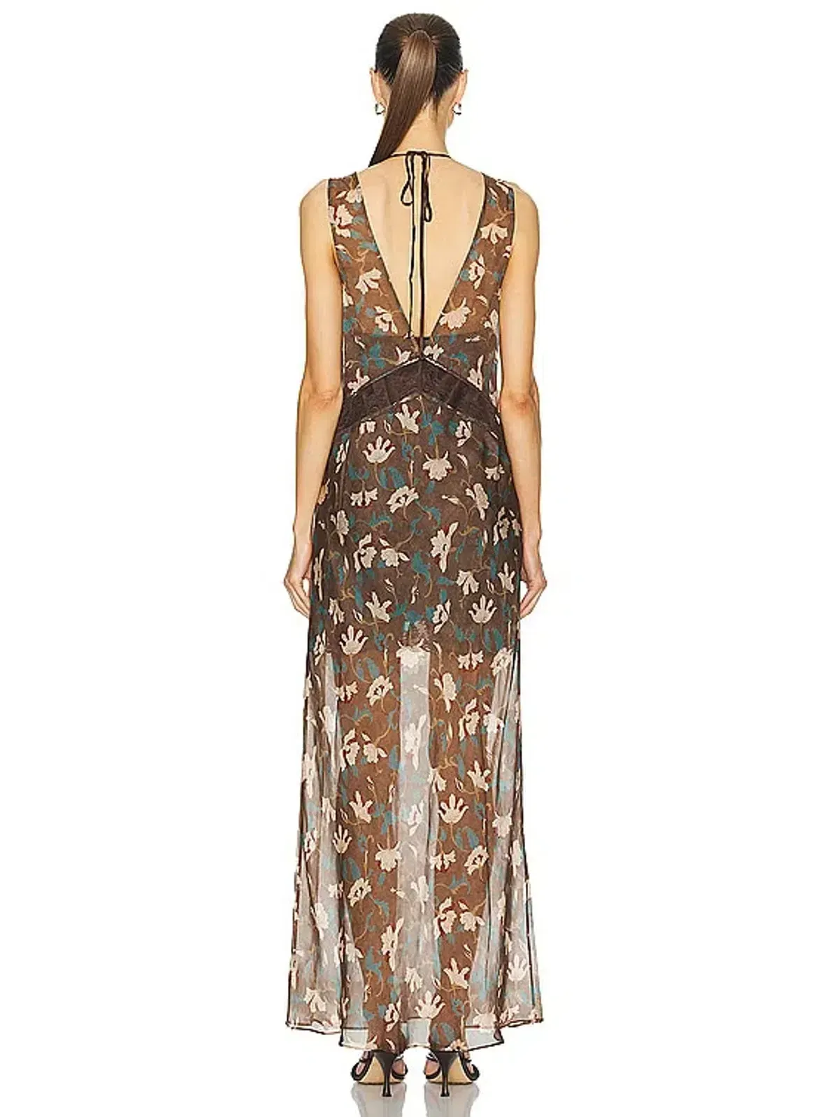 SIR THE LABEL - Avellino Lace Layered Dress Chocolate Fiore Print: Size 3 / AU 12 - Image 3