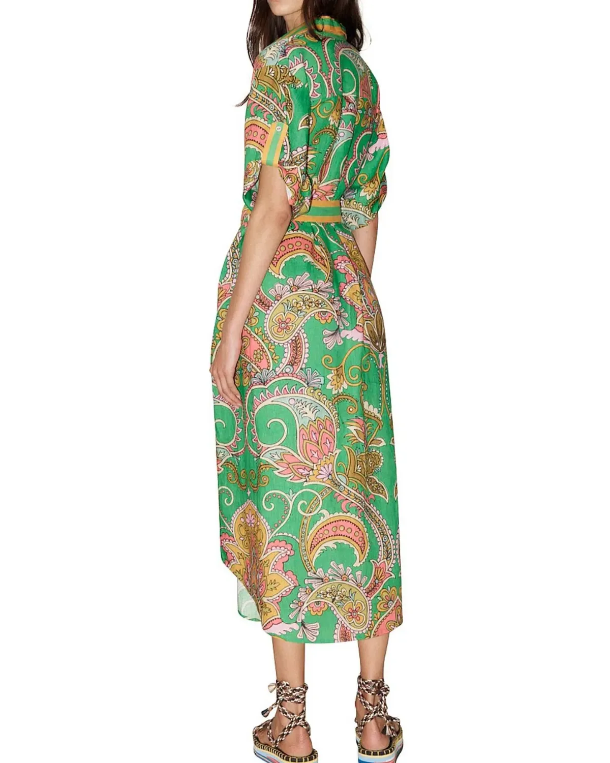 Alemais Marion Shirt Dress in Green Paisley Size 14 - Image 2