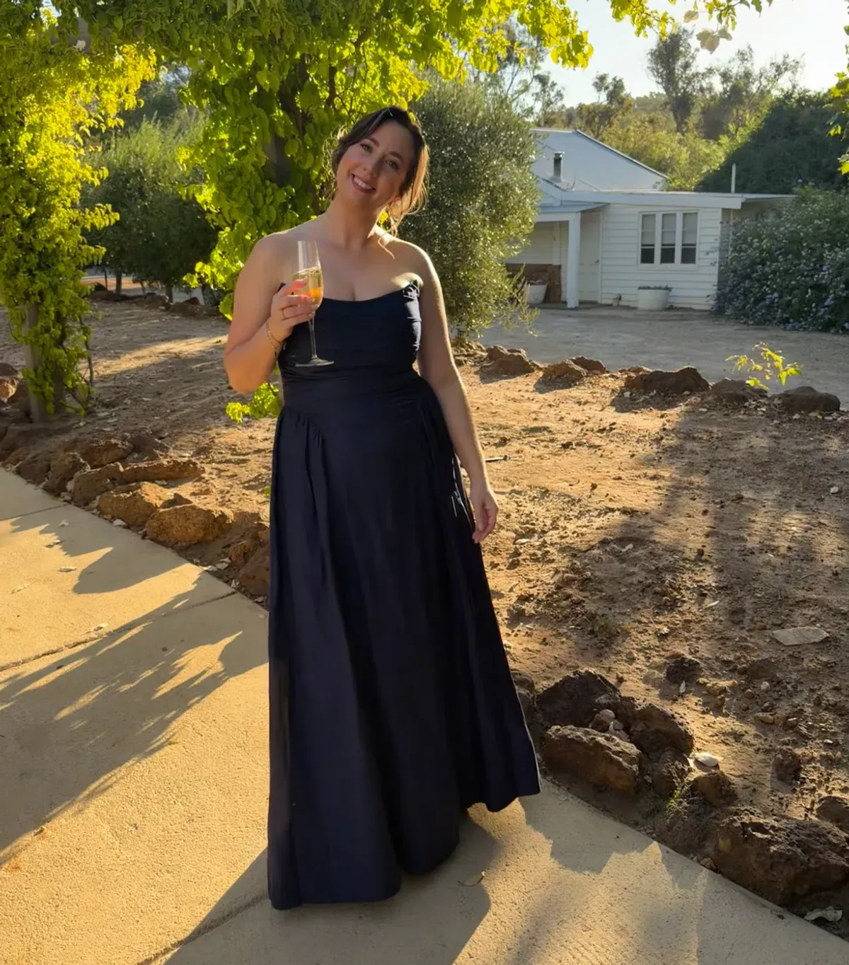 Shona Joy Navy Strapless Gown Size 14 - Image 2