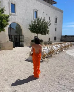 Staud orange ruffle dress size M  for rent on The Volte - image 2