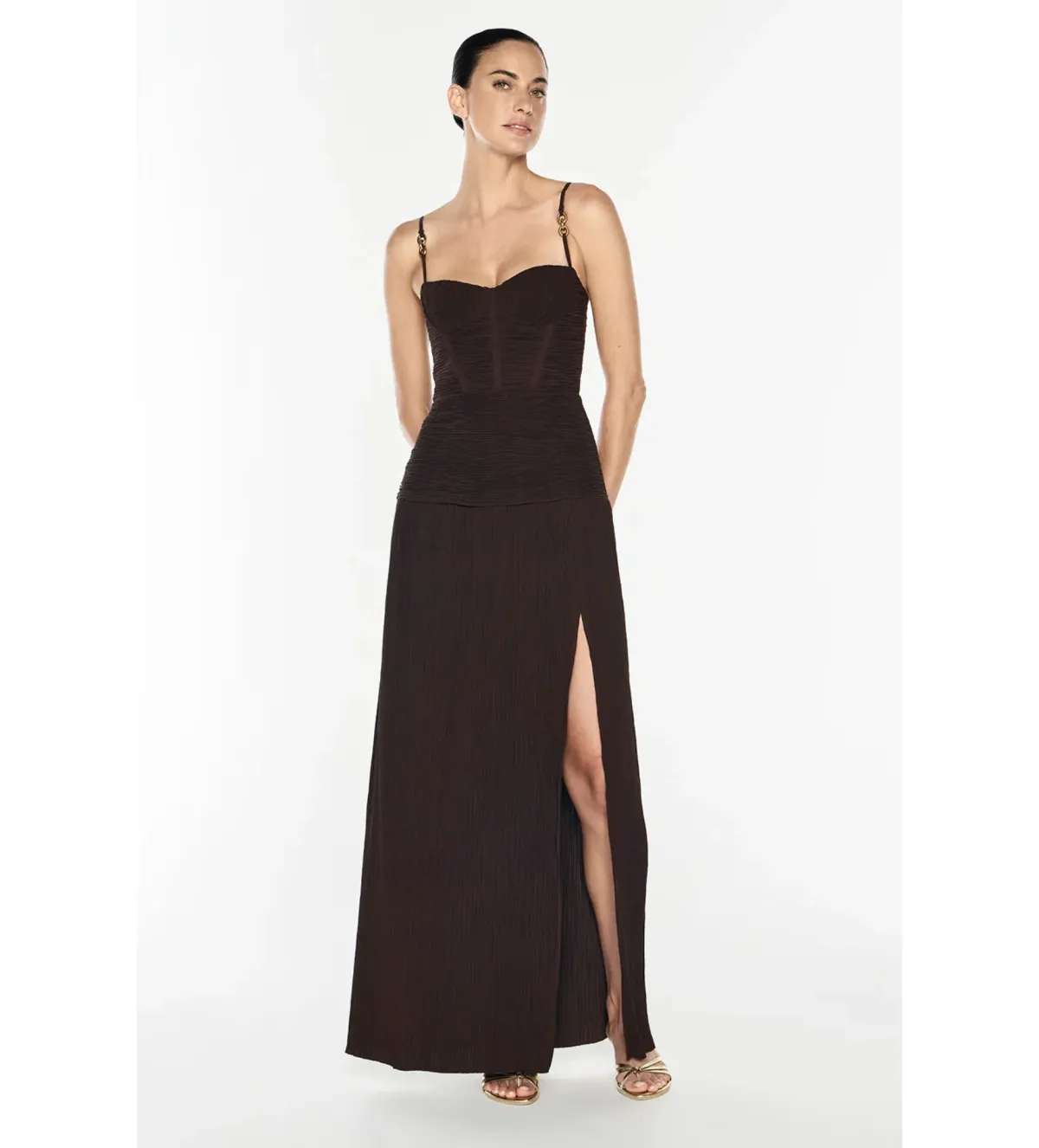 Manning Cartell Double Time Pleat Dress in Dark Chocolate Size AU8 - Image 1