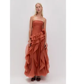 Aje Canyon Gown in Coral Clay Size AU8 for rent on The Volte - image 1