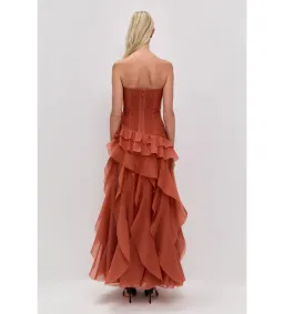 Aje Canyon Gown in Coral Clay Size AU10 for rent on The Volte - image 3