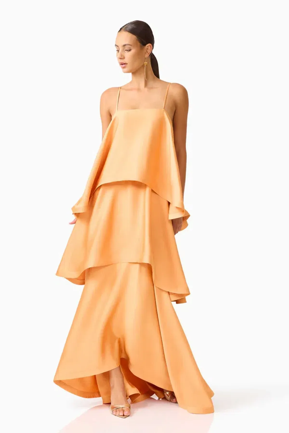 Elliatt Tilly Tiered Maxi Dress in Orange Size 16 - Image 3