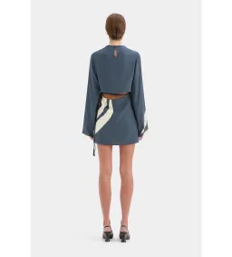 Sir The Label Lilou Long Sleeve Mini Dress in Liora Charcoal Blue Size AU8 for rent on The Volte - image 3