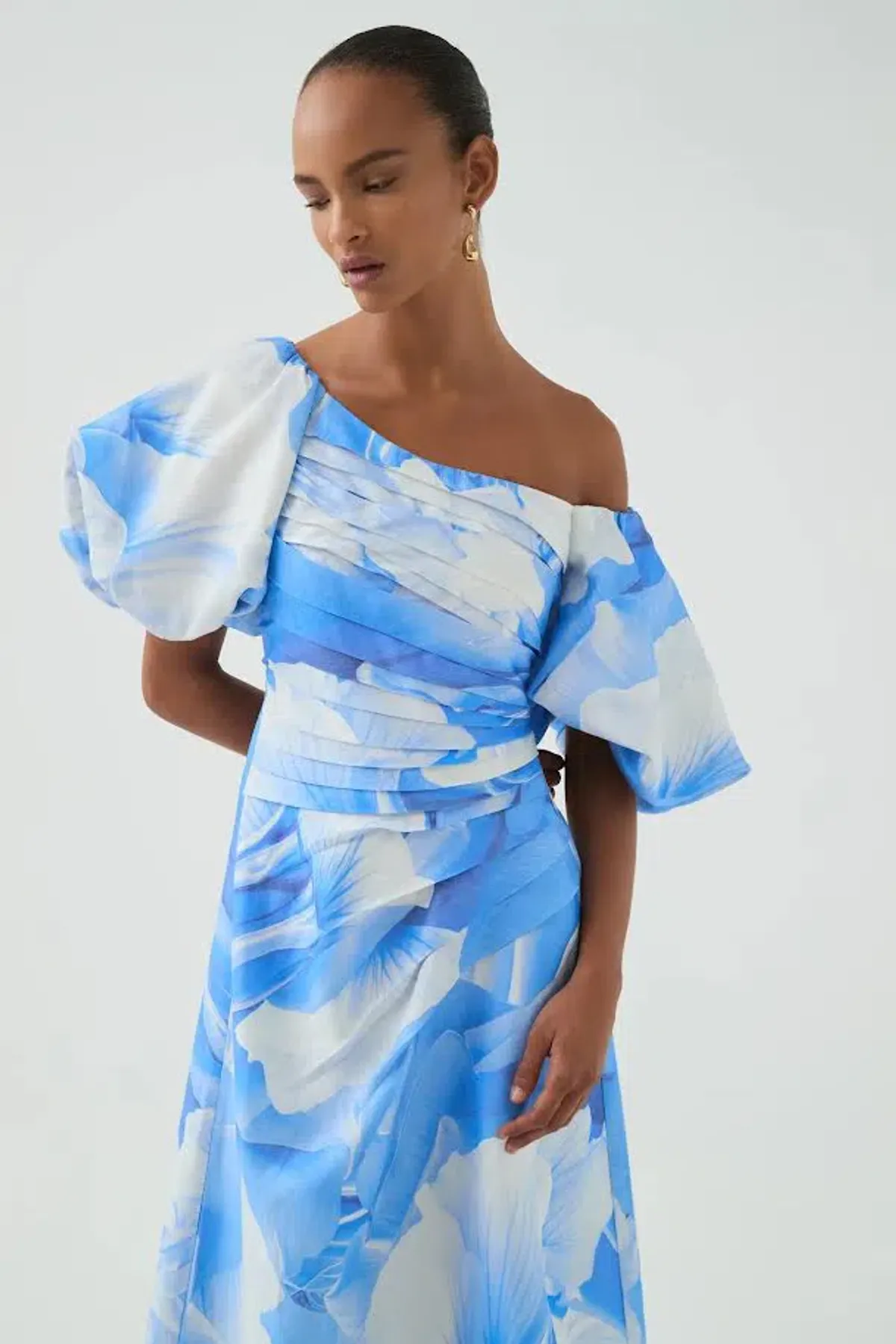 🩵 NEW Aje Cadence Ruched Midi Dress – Prismatic Floral Light Blue – Size AU 10 🩵 - Image 8