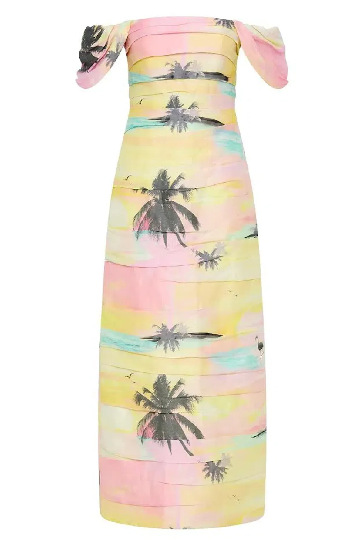 🌸 NEW AJE Zara Gathered Maxi Dress – Tropical Sunset Sky – Size AU 8 - Pink / Blue / Yellow🌸 - Image 7