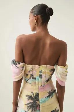 🌸 NEW AJE Zara Gathered Maxi Dress – Tropical Sunset Sky – Size AU 8 - Pink / Blue / Yellow🌸 for rent on The Volte - image 6
