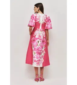 Aje Overflow Knotted Midi Dress in Rosa Bold Size AU10 for rent on The Volte - image 4