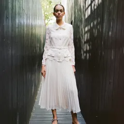 Self-Portrait Belted Crystal Embellished Guipure Lace Midi Dress for rent on The Volte - image 3
