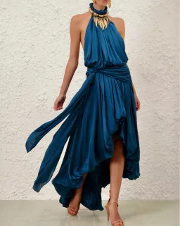 Zimmermann Alchemy Halter Dress Sailor Blue s0 for rent on The Volte - image 3