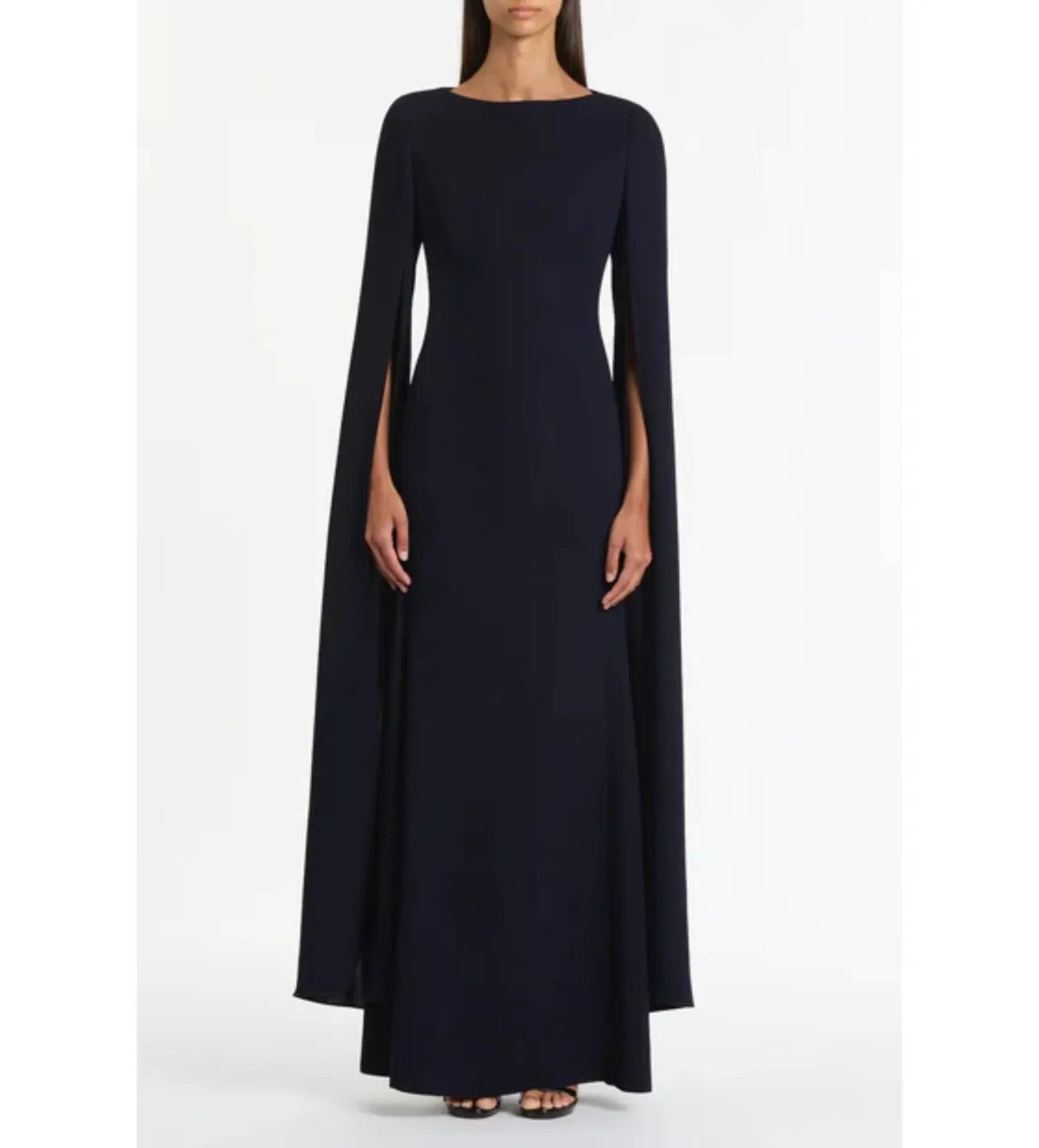 Carla Zampatti Crepe Celebration Sleeve Gown in Navy Size AU8 - Image 2