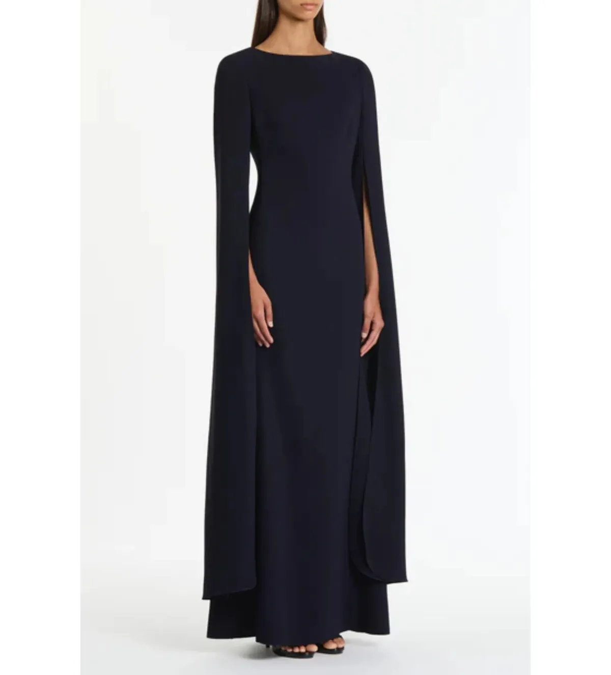 Carla Zampatti Crepe Celebration Sleeve Gown in Navy Size AU8 - Image 3