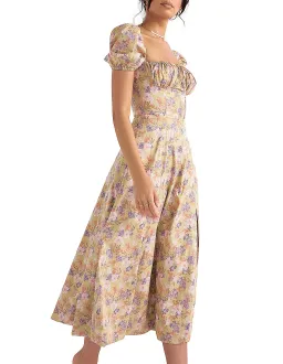 House Of Cb Tallulah Print Puff Sleeve Midi Sundress Peony Size 6 for rent on The Volte - image 3