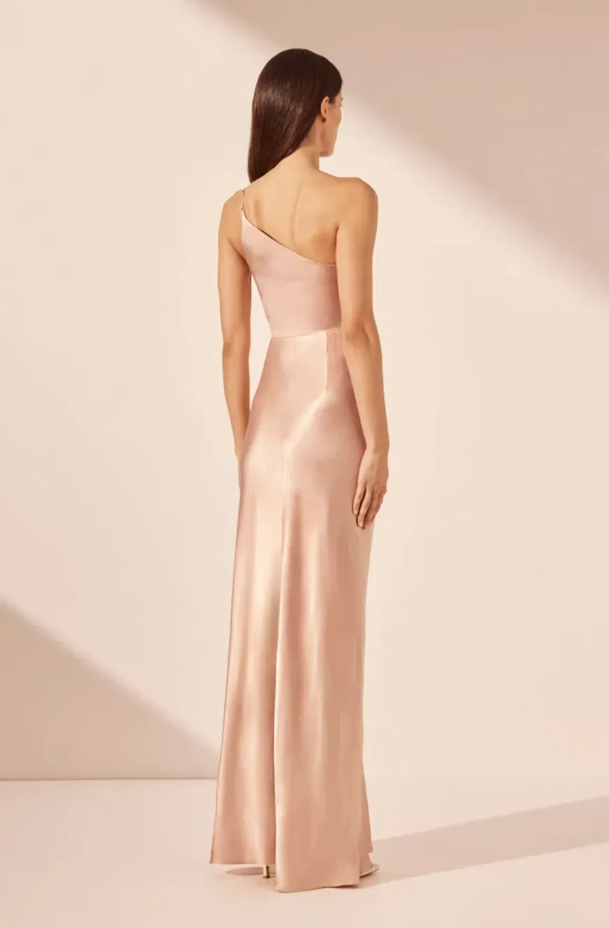 Shona Joy La Lune Asymmetrical Gathered Maxi Dress - Desert Rose size 6 - Image 3