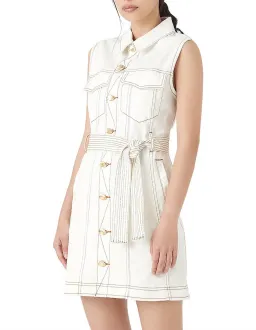 Aje Mimosa Alek Denim Mini Dress White Size 4 for rent on The Volte - image 2