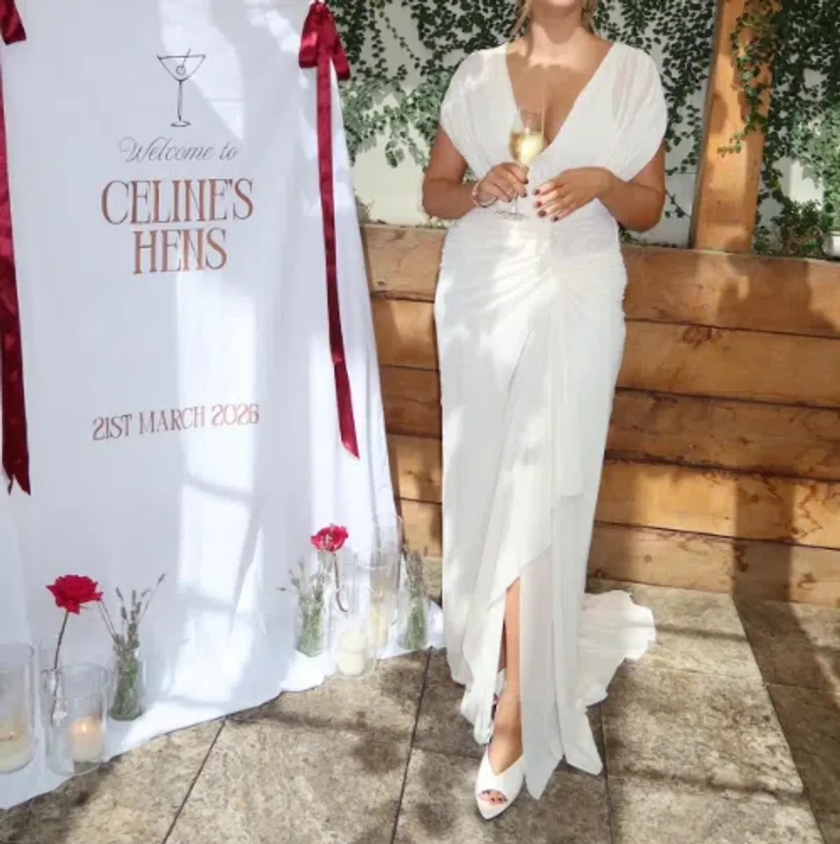 Bec and Bridge Leia Drape Gown Butter Cream White Size 12 - Image 3