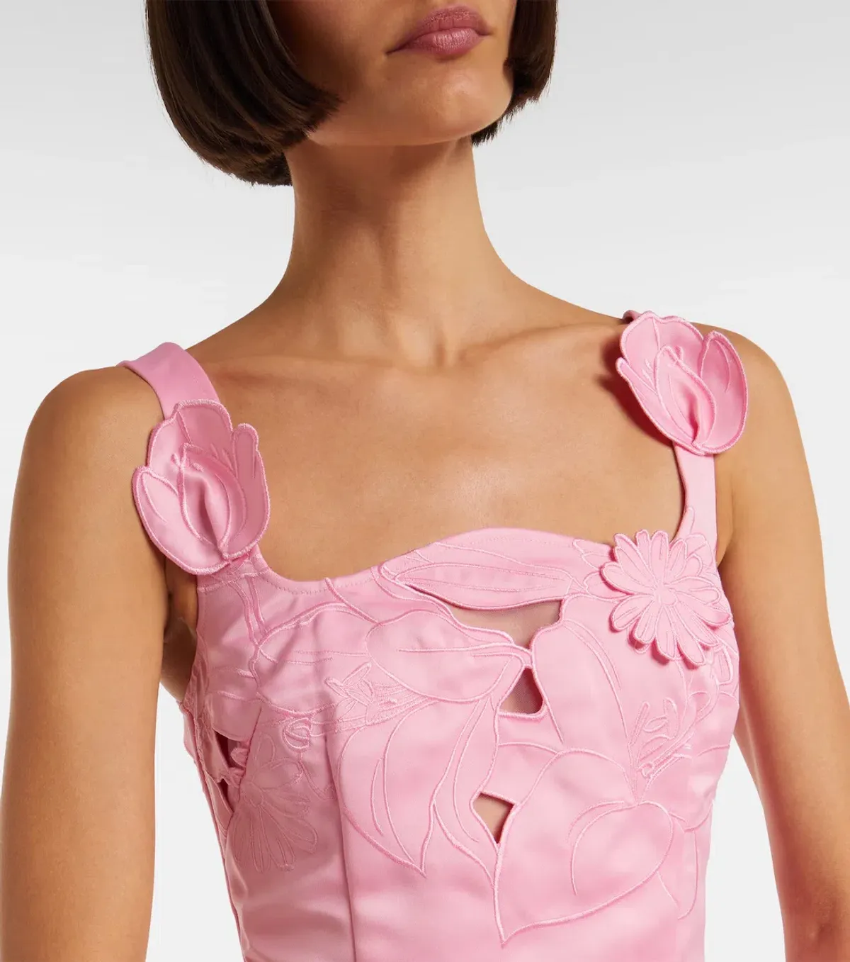 Rianne floral-appliqué maxi dress by Leo Lin Size 8 - Image 3