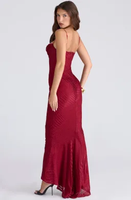 Nalani Deep Red Devoré Satin Maxi Gown Size M / AU 10 for rent on The Volte - image 3