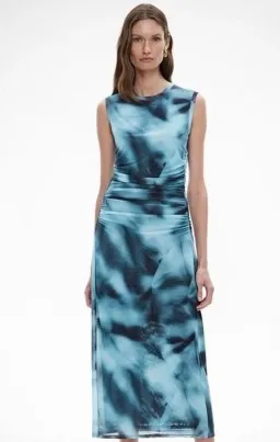 Witchery Mesh Drape Maxi Dress Blue & Black Tie-Dye- Large for rent on The Volte - image 2