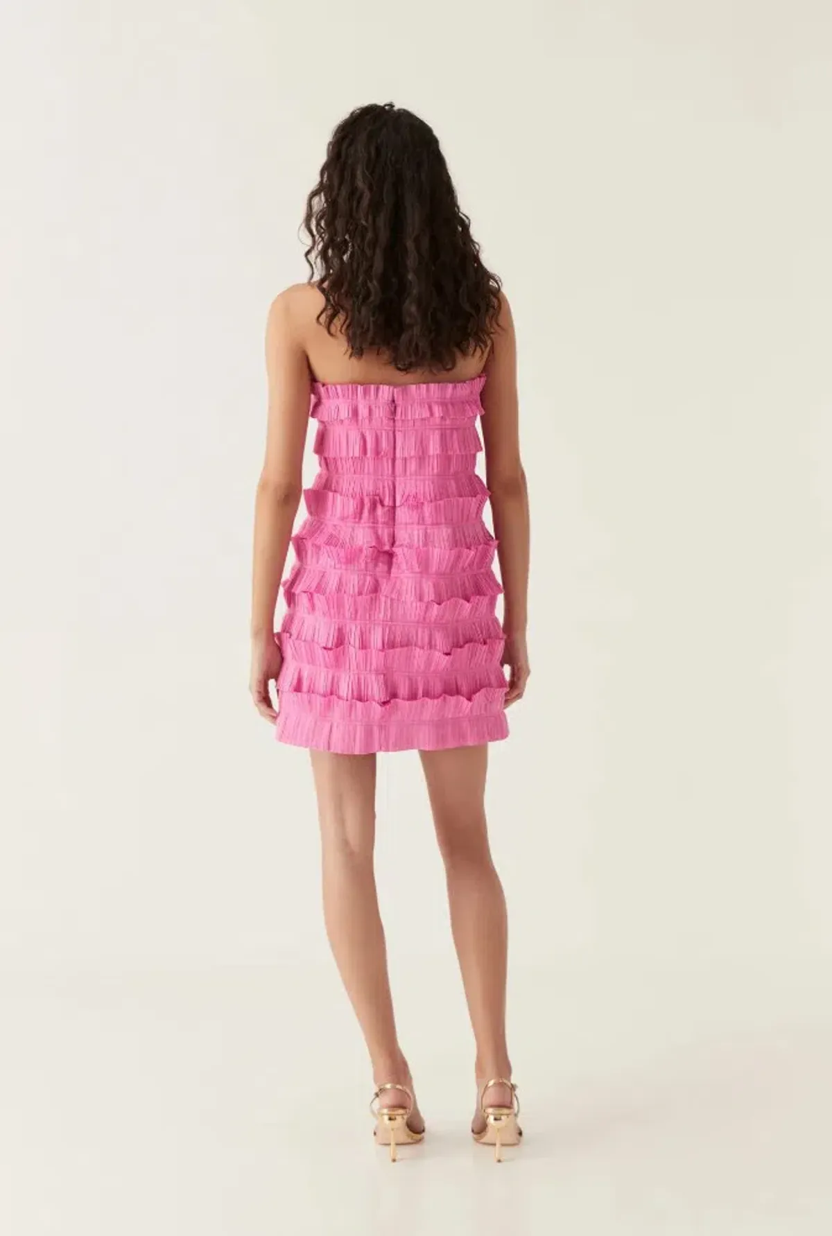 Aje Palladium Ruffled Mini Dress Muted Fuchsia Size S AU 8 - Image 2
