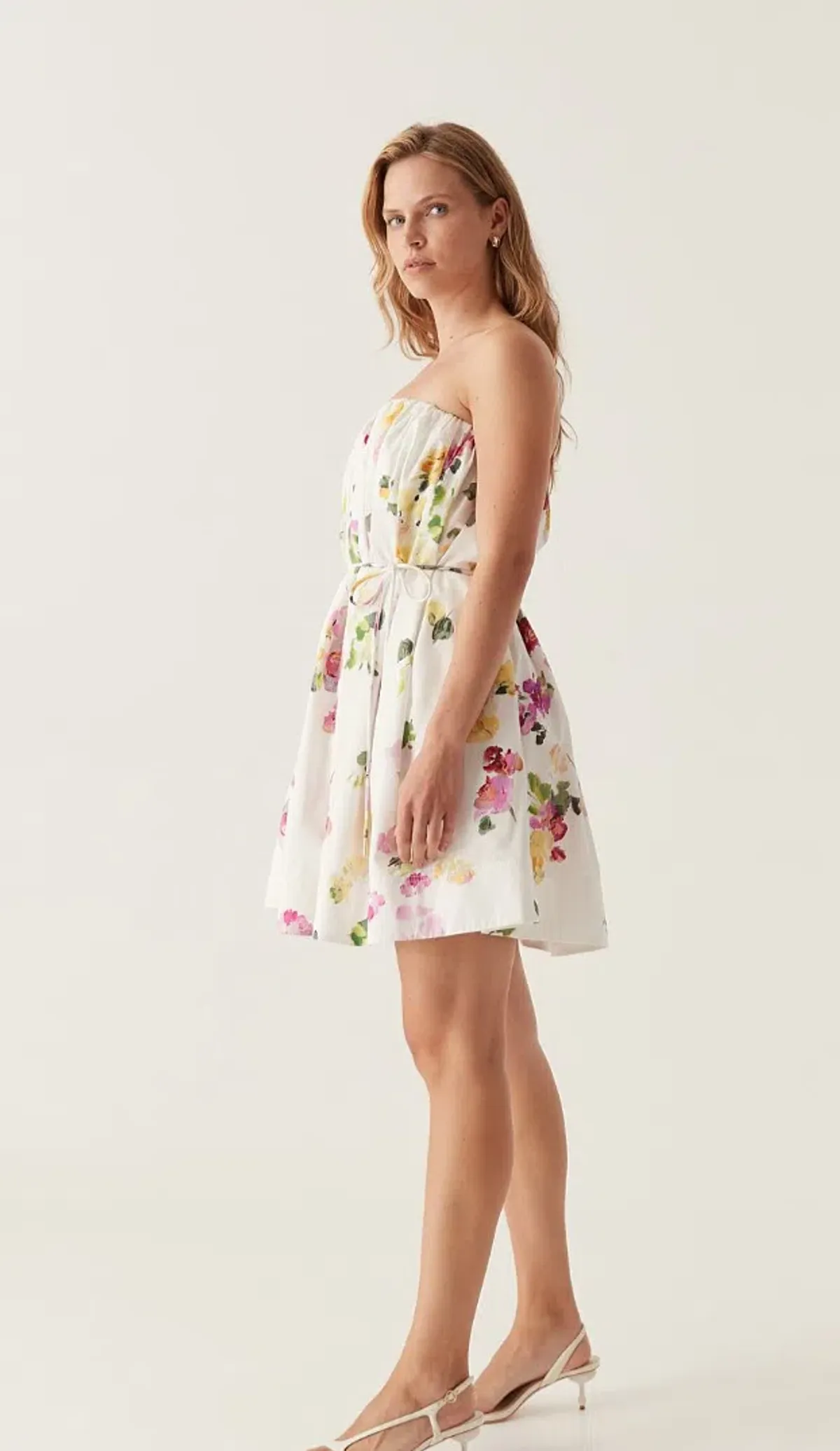Aje Ayla Strapless Mini Dress White/Floral size 8 - Image 6