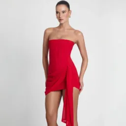 Leau Mira Mesh Corset Dress - Red Size Large for rent on The Volte - image 4