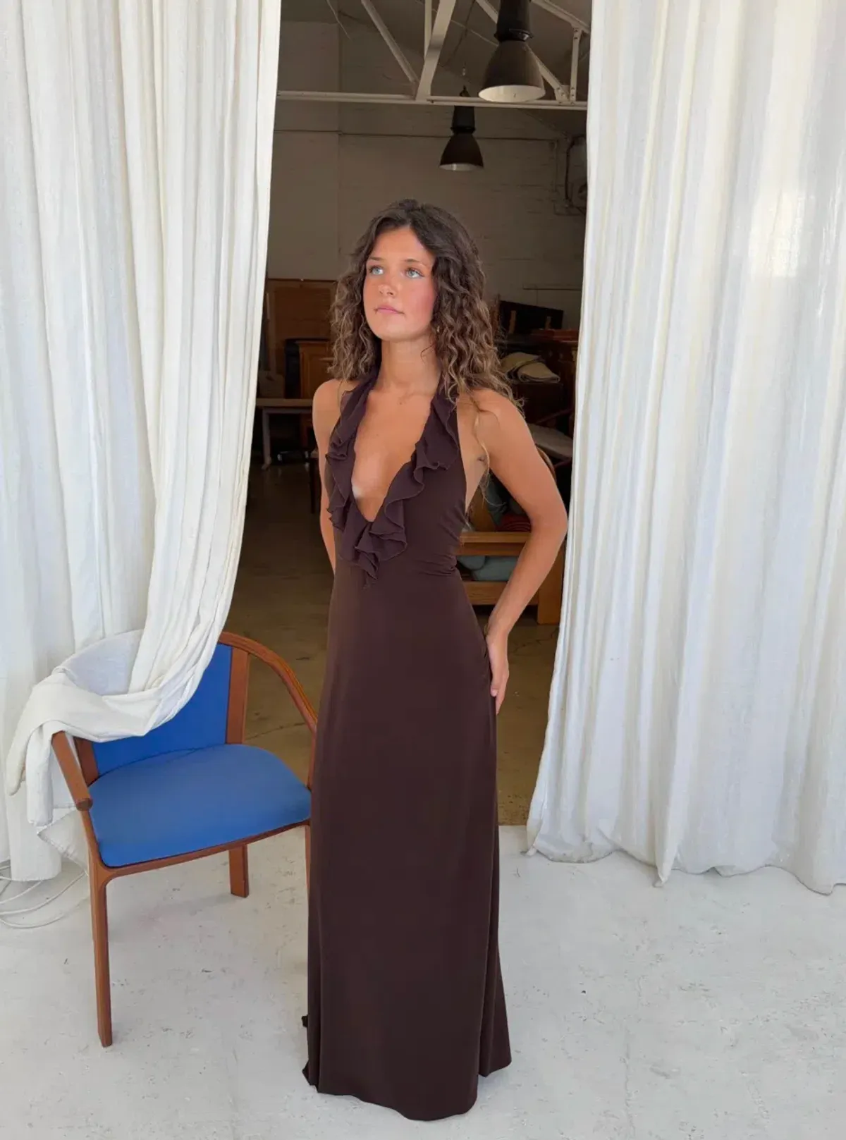 La Marie, VANESSA DRESS, Maxi, Brown, Size M/L - Image 1