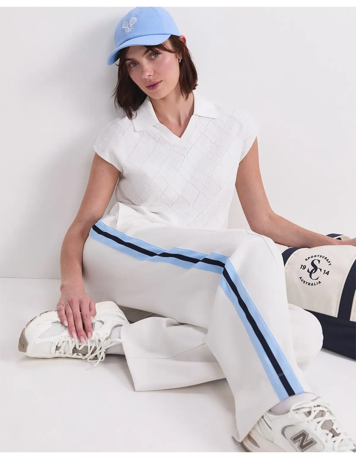 Sportscraft Maxine Milano Argyle Knit Top Cream Size 4 - Image 2