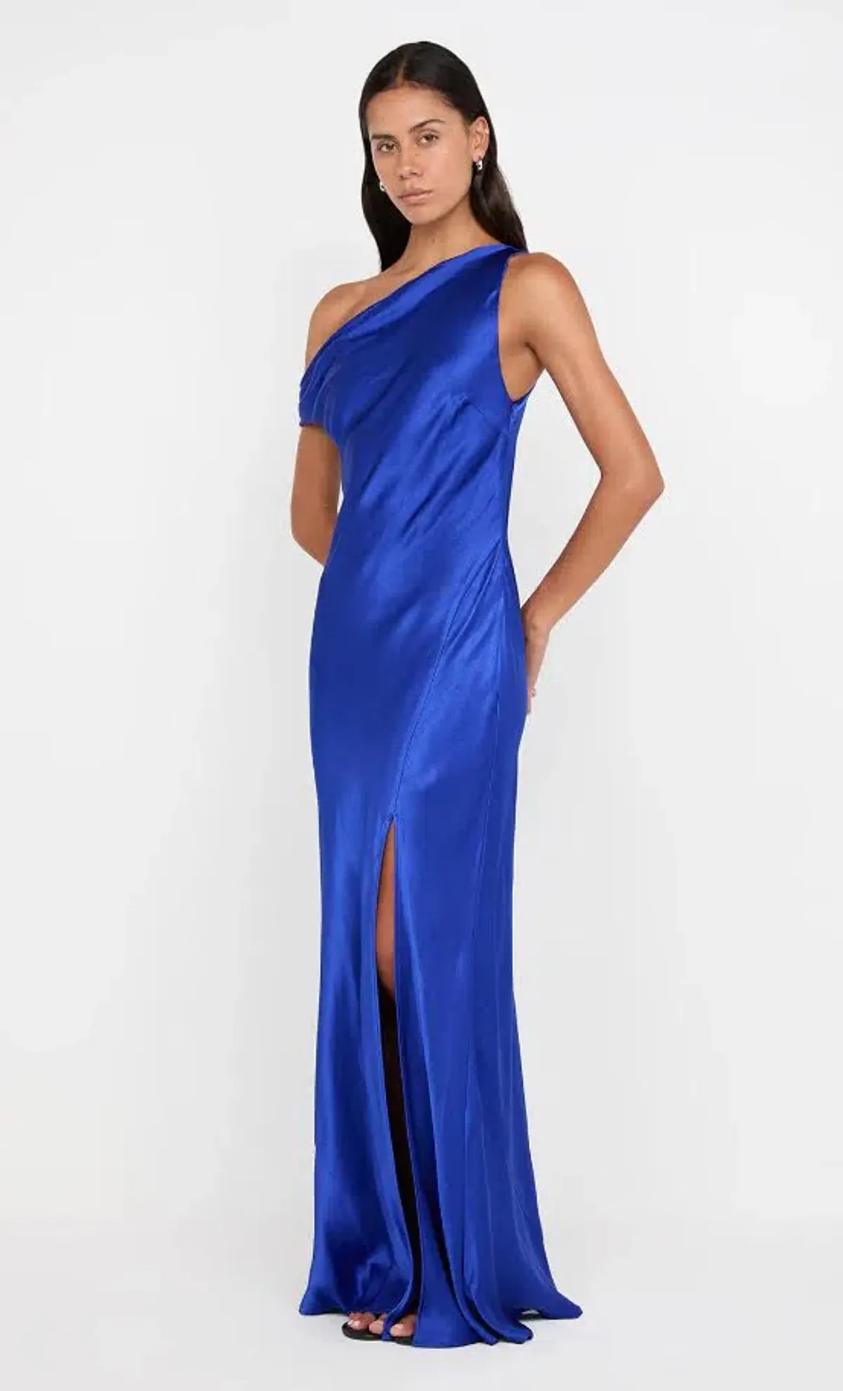 💙 BEC + BRIDGE Sol Asymmetrical Dress in Mediterranean Blue Size 8 AU - Satin Formal Gown 💙 - Image 3