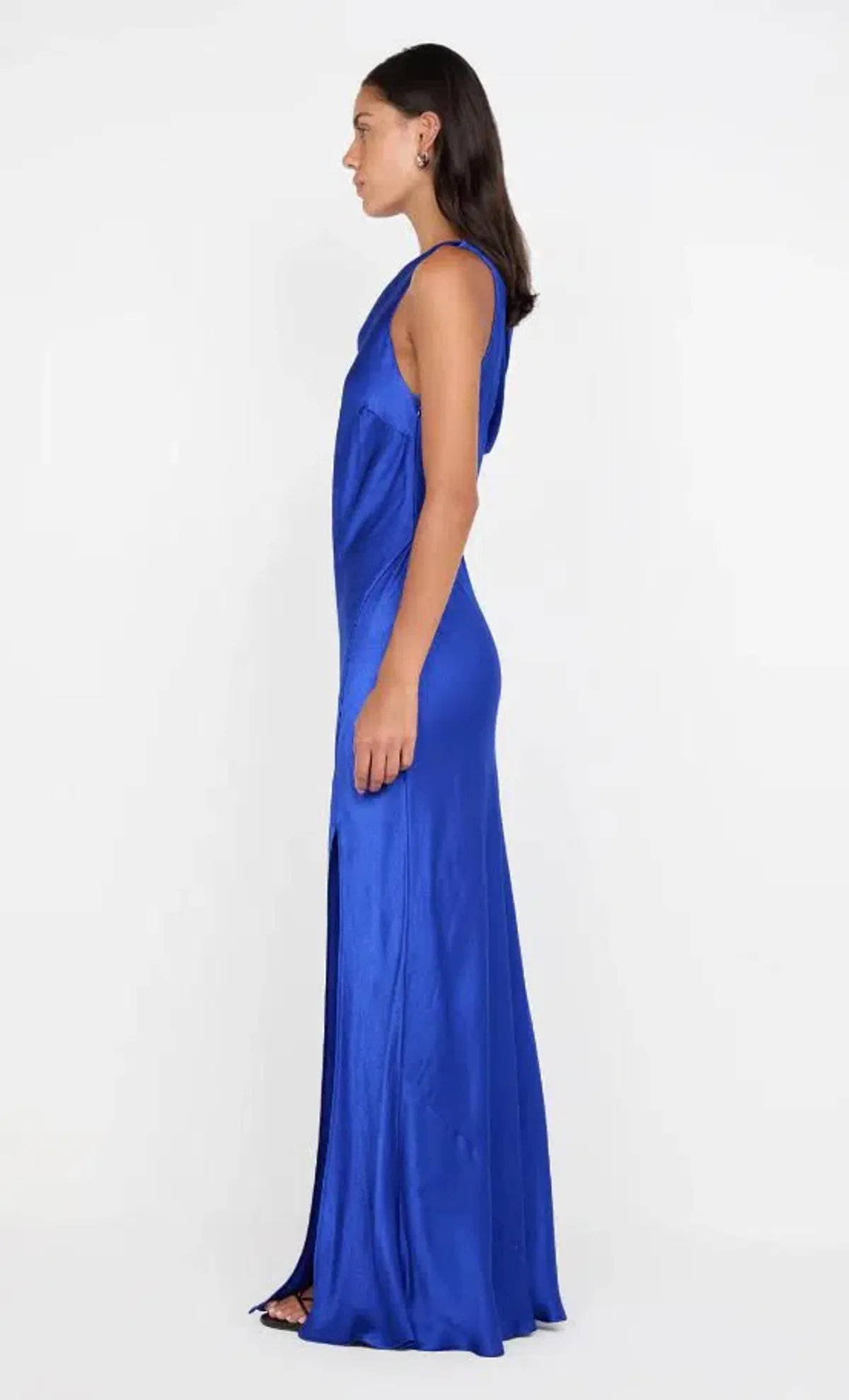 💙 BEC + BRIDGE Sol Asymmetrical Dress in Mediterranean Blue Size 8 AU - Satin Formal Gown 💙 - Image 4